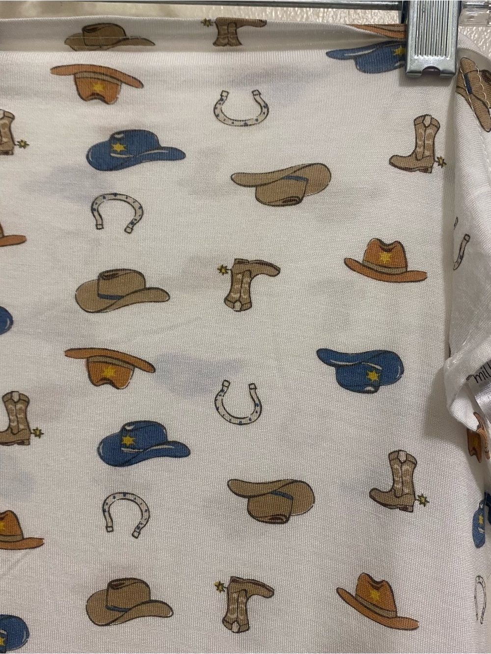 Milkberry Baby Boy Receiving Blanket 36x40 Cowboy Western Hats Horseshoes